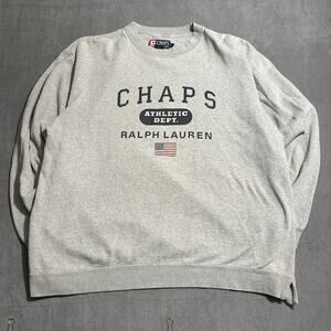 Vintage Chaps Ralph Lauren Sweater Mens L Large Flag Sweatshirt Gray